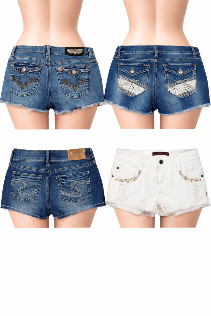 CR7107 Rework Y2K Mini Denim Shorts