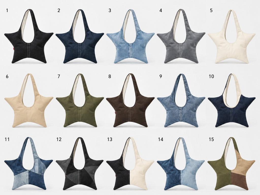 CR2219 UPCYCLED LEVI’S STAR-SHAPE DENIM TOTE BAG