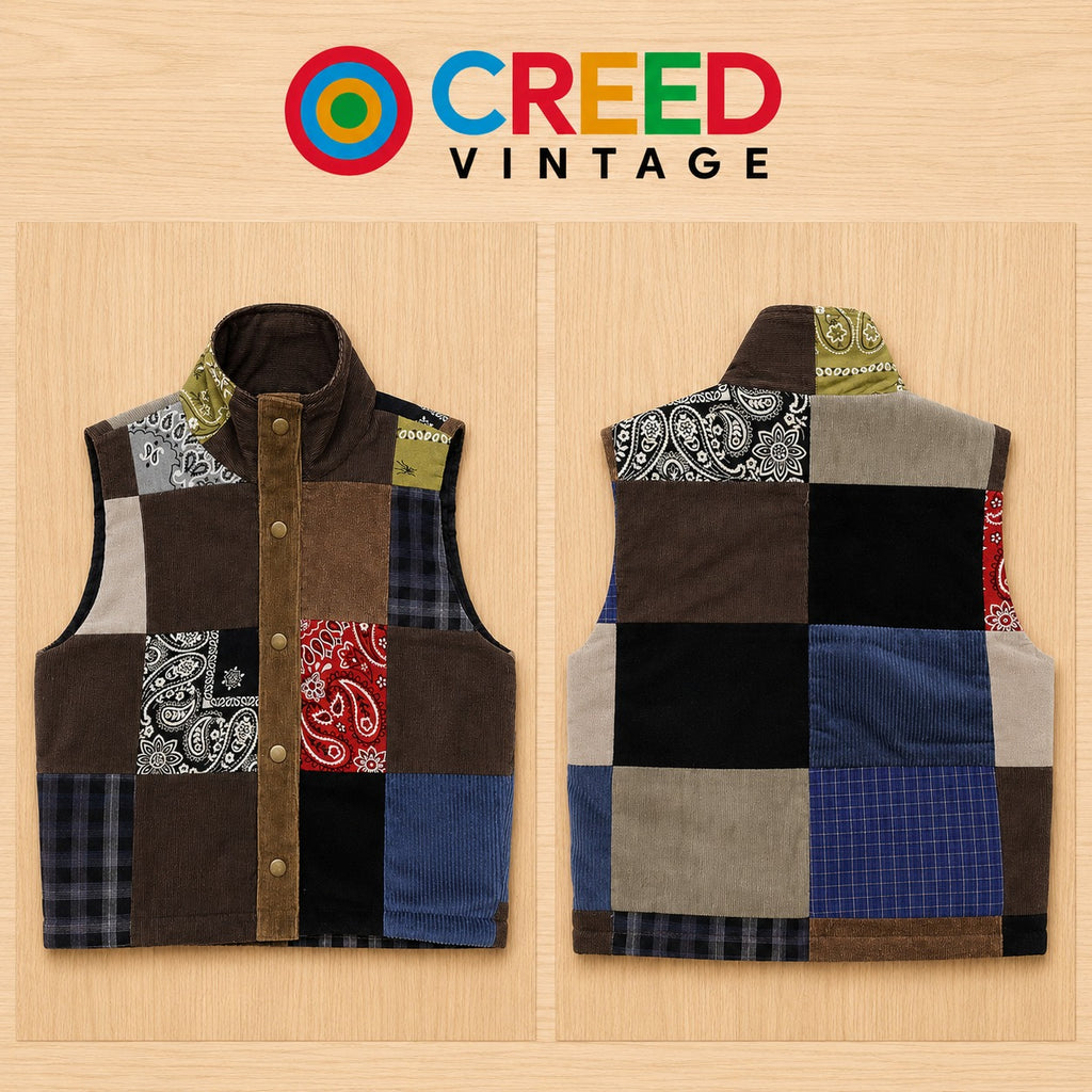 CR2225 UPCYCLED CORDUROY & BANDANA PATCHWORK VEST