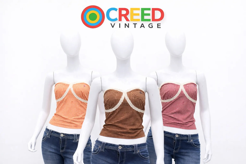 CR1323 Upcycled Lace Trim Corset Top