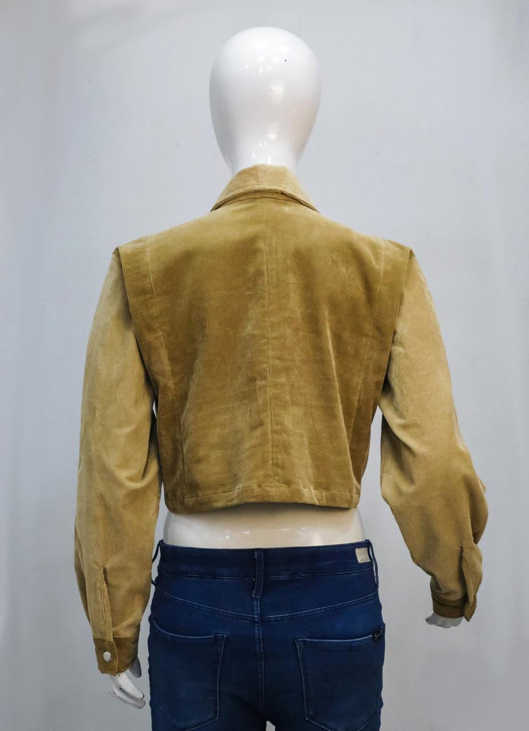 CR2266 UPCYCLED CARHARTT TWO-TONE CORDUROY CROP JACKET