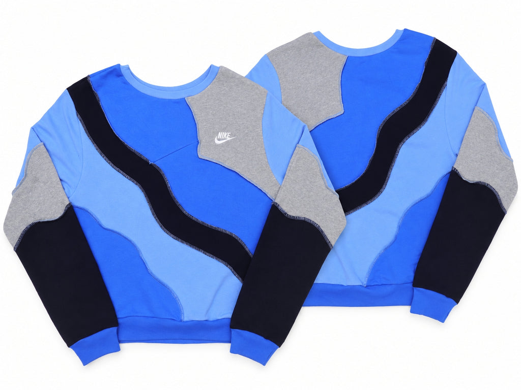 CR02311 Upcycled Nike Wave-Panel Crewneck Sweatshirts