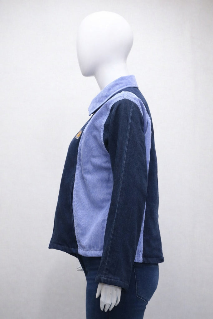 CR41 Rework Two-Tone Denim Jacket – Vertical Panel Zip Style