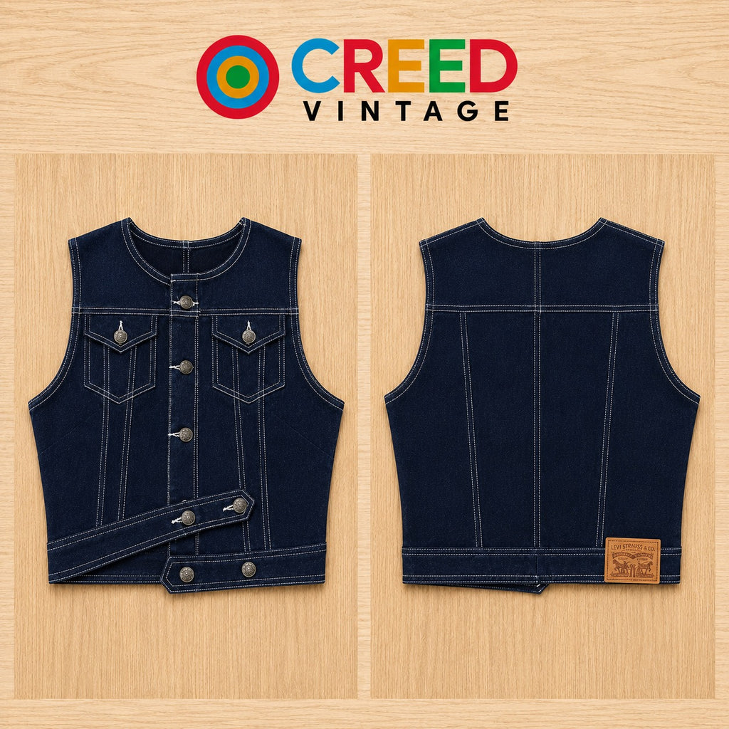 CR2206 UPCYCLED ASYMMETRIC DENIM CORSET VEST