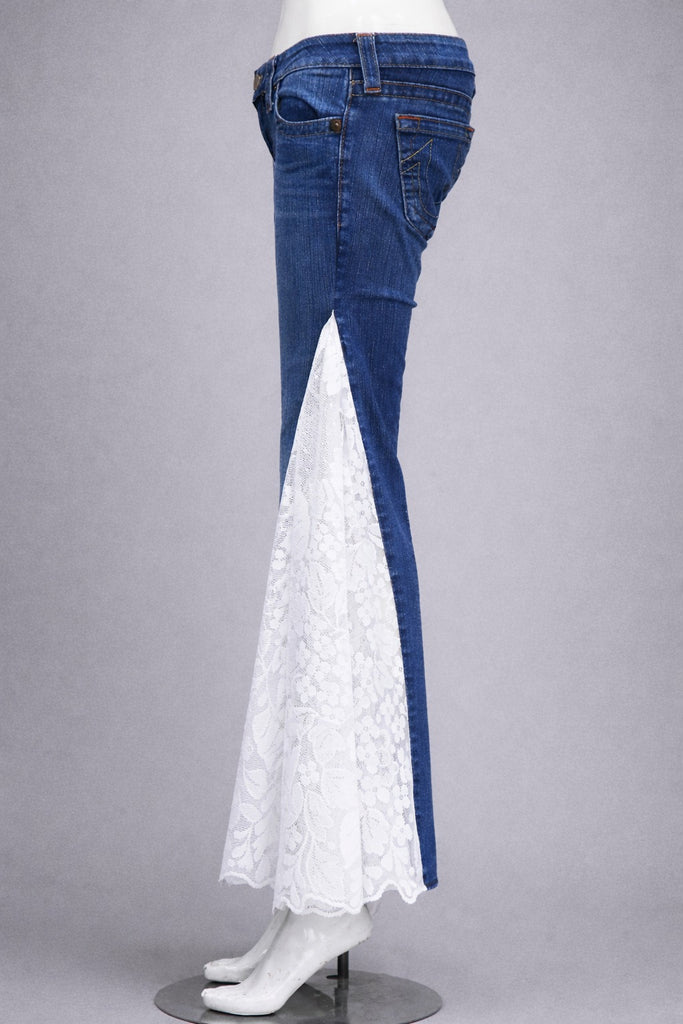 CR1319 Lace Panel Flare Jeans – Rework Denim Statement Pants
