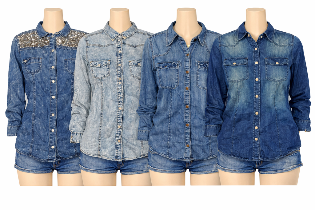 CR7120 Y2K Ladies Denim Blouse