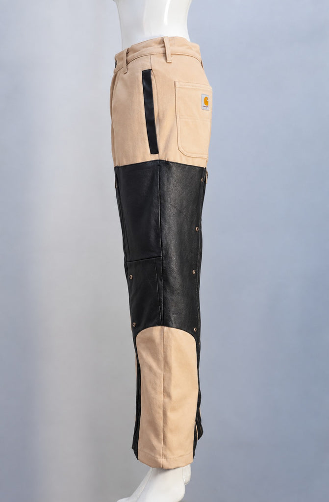 CR2268 UPCYCLED FAUX LEATHER PANEL UTILITY PANTS