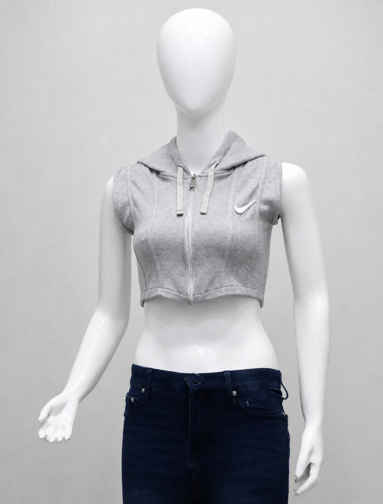 CR2204 UPCYCLED NIKE CORSET CROP HOODIE VEST