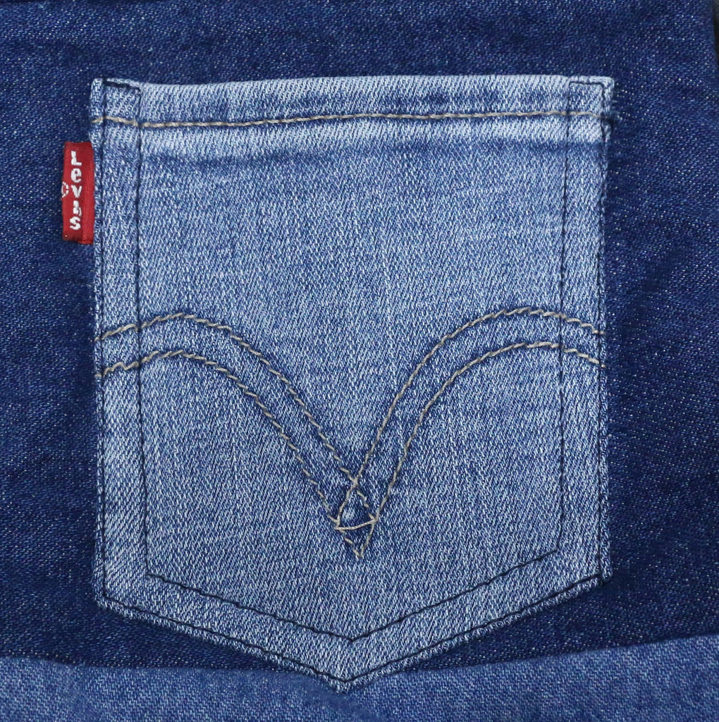 CR1417 Rework Two-Tone Denim Puffer Vest – Cropped Patchwork Style