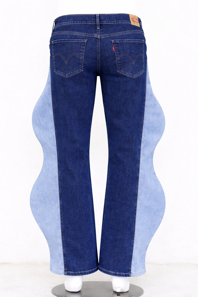 CR1286 Wave Panel Flare Jeans – Sculpted Rework Denim