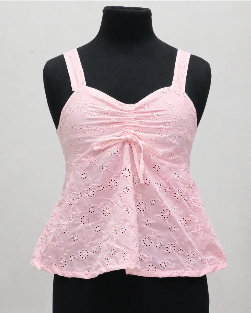 CR1550 Upcycled Eyelet Ruched Top