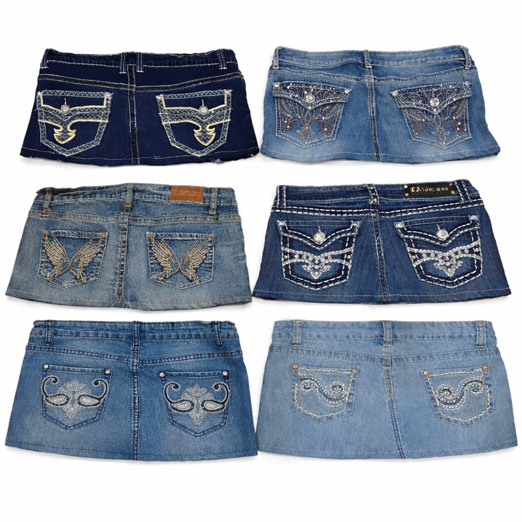CR7256 Rework Y2K Mini Denim Skirts