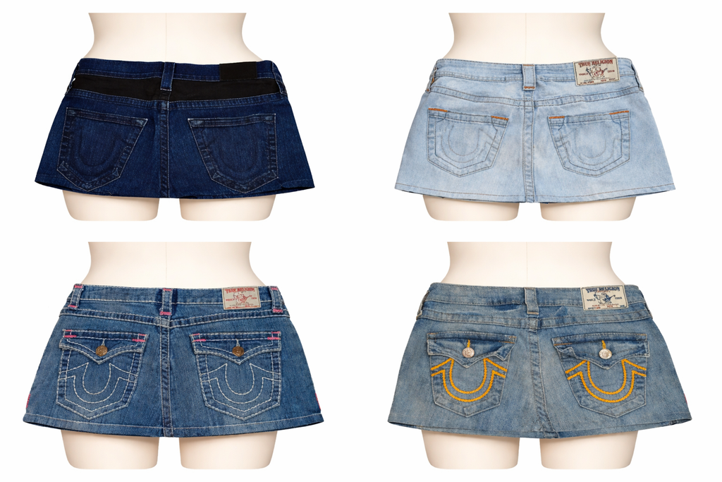 CR7288 Rework Ture Religion Mini Denim Skirts