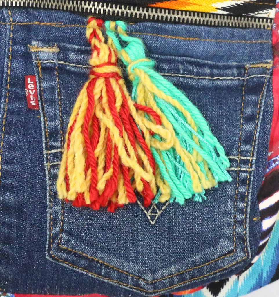 CR1395 Upcycled Denim & Printed Patchwork Backpack