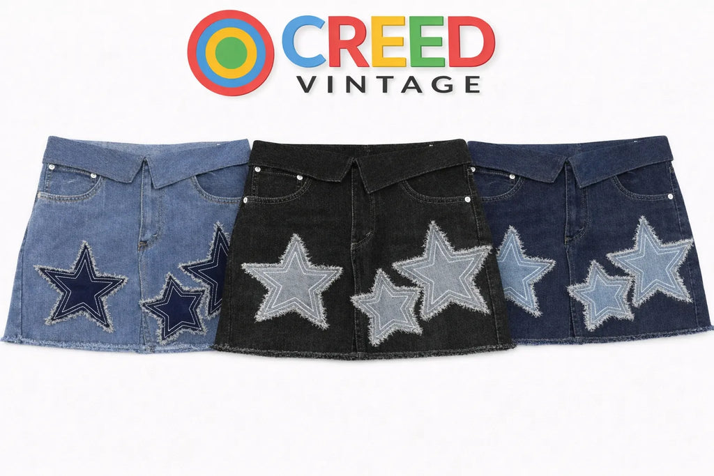 CR1338 Upcycled Denim Mini Skirt