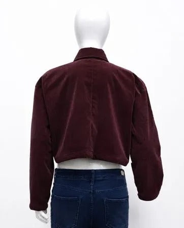CR2190 UPCYCLED CORDUROY CROPPED ZIP JACKET