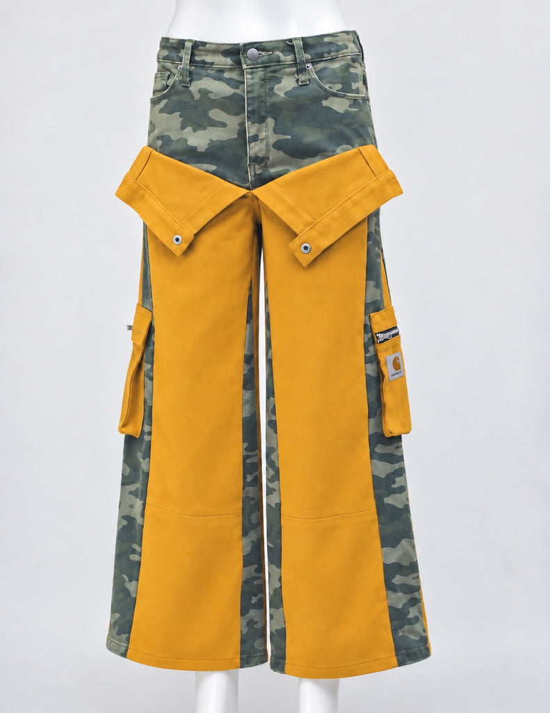 CR2282 UPCYCLED CARHARTT CAMO PANEL UTILITY PANTS