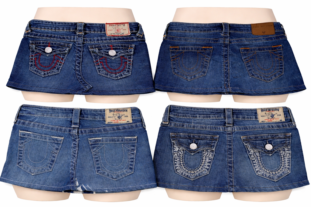 CR7281 Rework Ture Religion Mini Denim Skirts