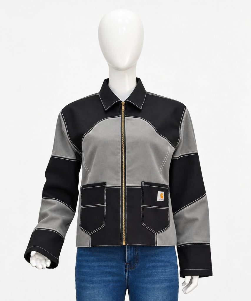 CR2281 UPCYCLED CARHARTT TWO-TONE PANEL ZIP JACKET