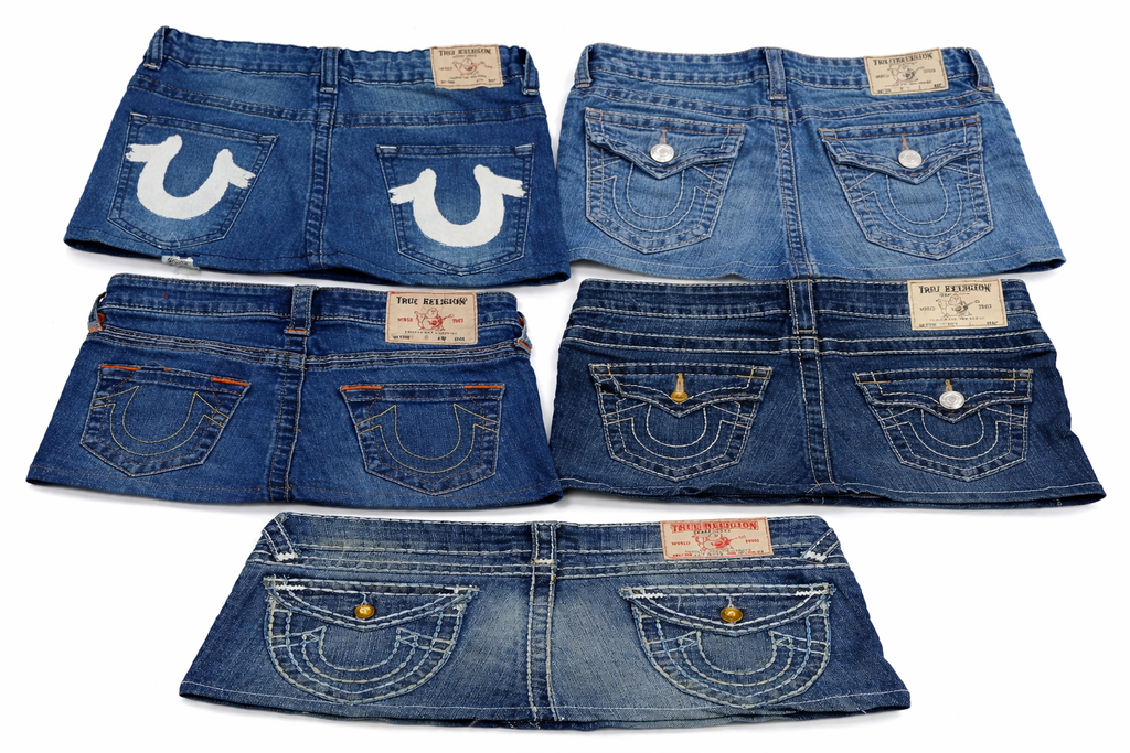 CR7247 Rework Ture Religion Mini Denim Skirts