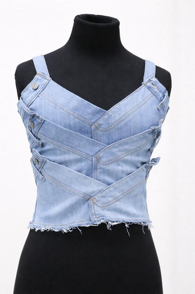 V-Line Rework Denim Corset Top