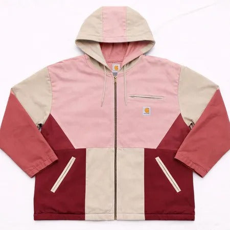 CR1072 Upcycled Carhartt Colour-Block Hooded Jacket