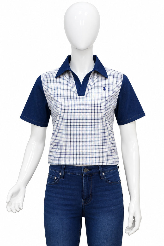 CR2298 UPCYCLED POLO CHECK PANEL SHIRT