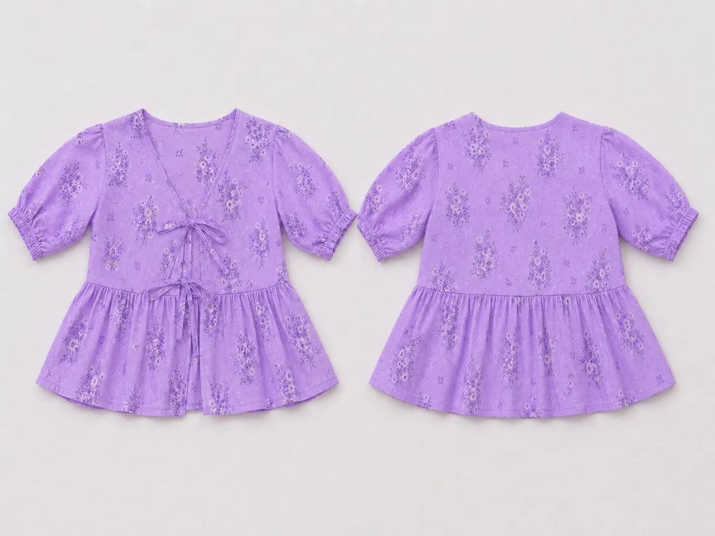 CR1588 Upcycled Floral Babydoll Top