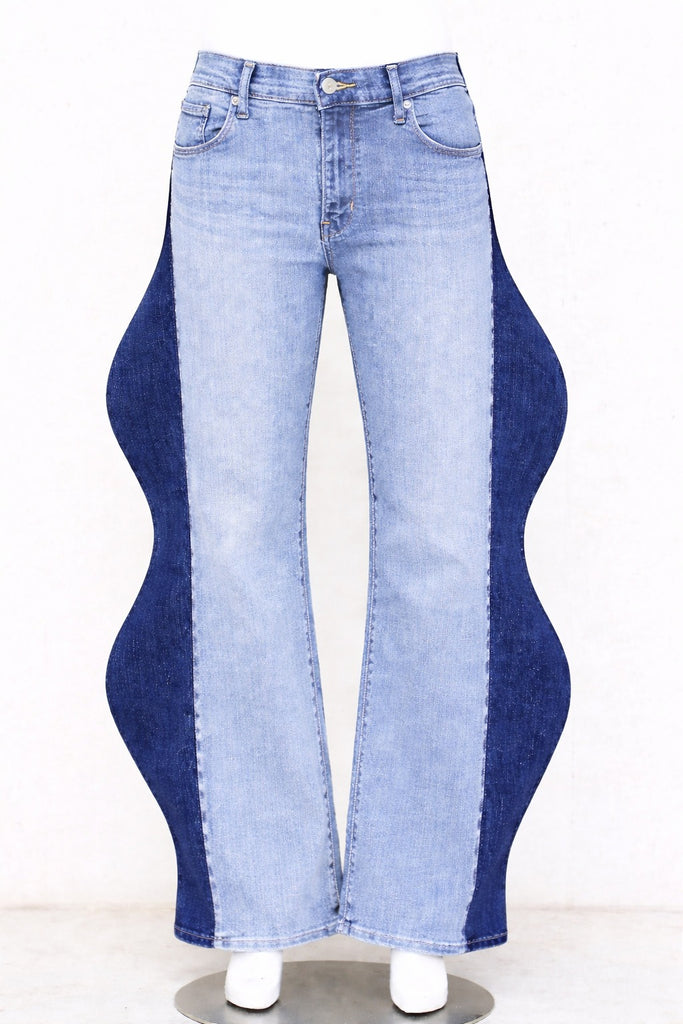 CR1286 Wave Panel Flare Jeans – Sculpted Rework Denim