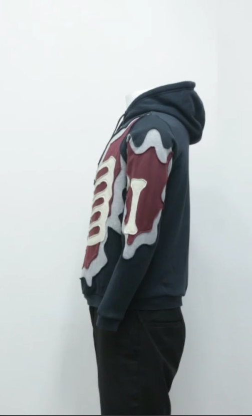 CR0030 Reworked Branded Hoodie with Skeleton Drips