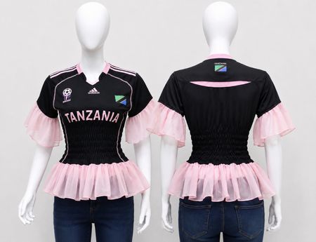 CR2080 Upcycled Ruffle Jersey Top