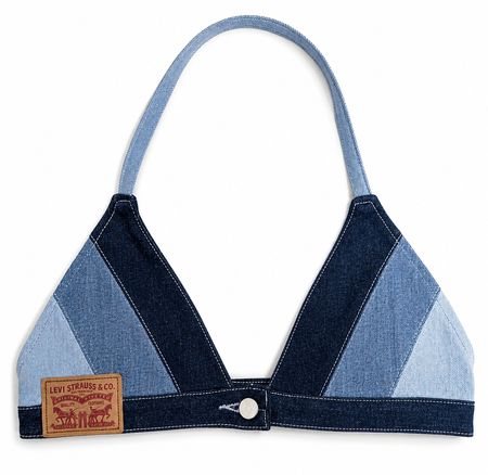 CR2079 Upcycled Denim Halter Bralette