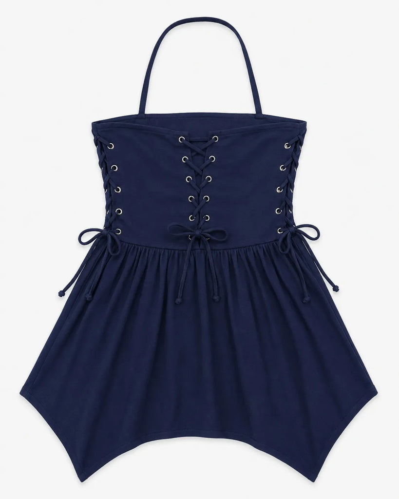 CR1624 UPCYCLED HALTER MINI DRESS