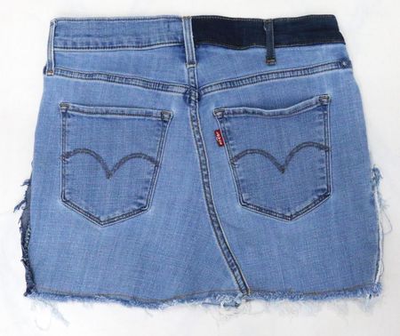 CR2150  Upcycled Denim Mini Skirt