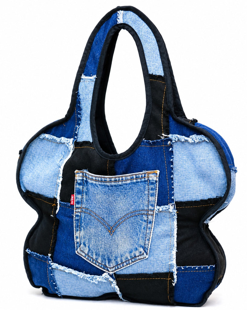 CR1830 UPCYCLED PATCHWORK DENIM TOTE BAG