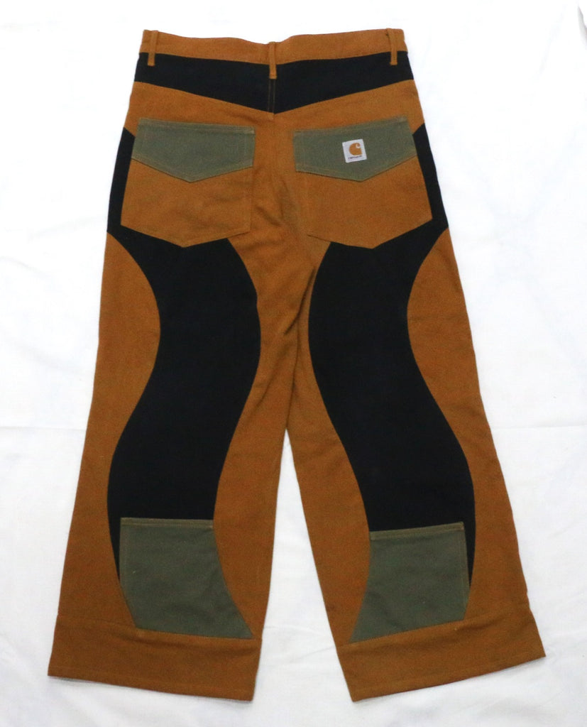 CR1953 UPCYCLED COLORBLOCK WORKWEAR FLARE PANTS