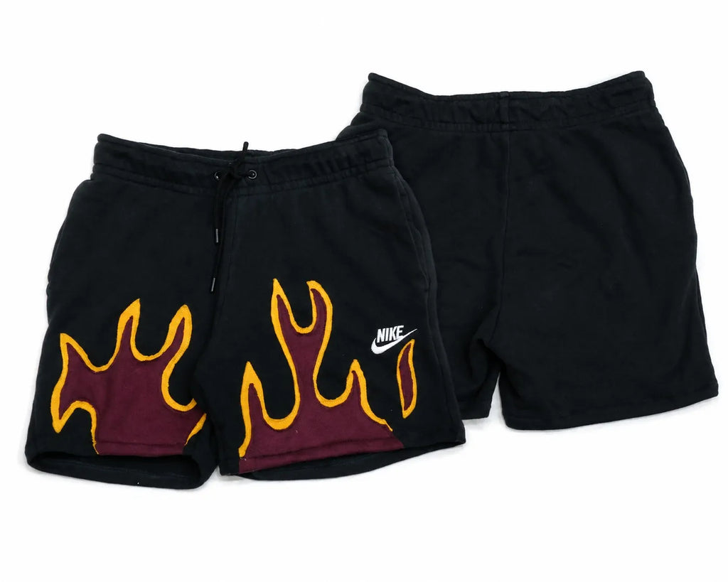CR1667 UPCYCLED FLAME PATCHWORK SHORTS