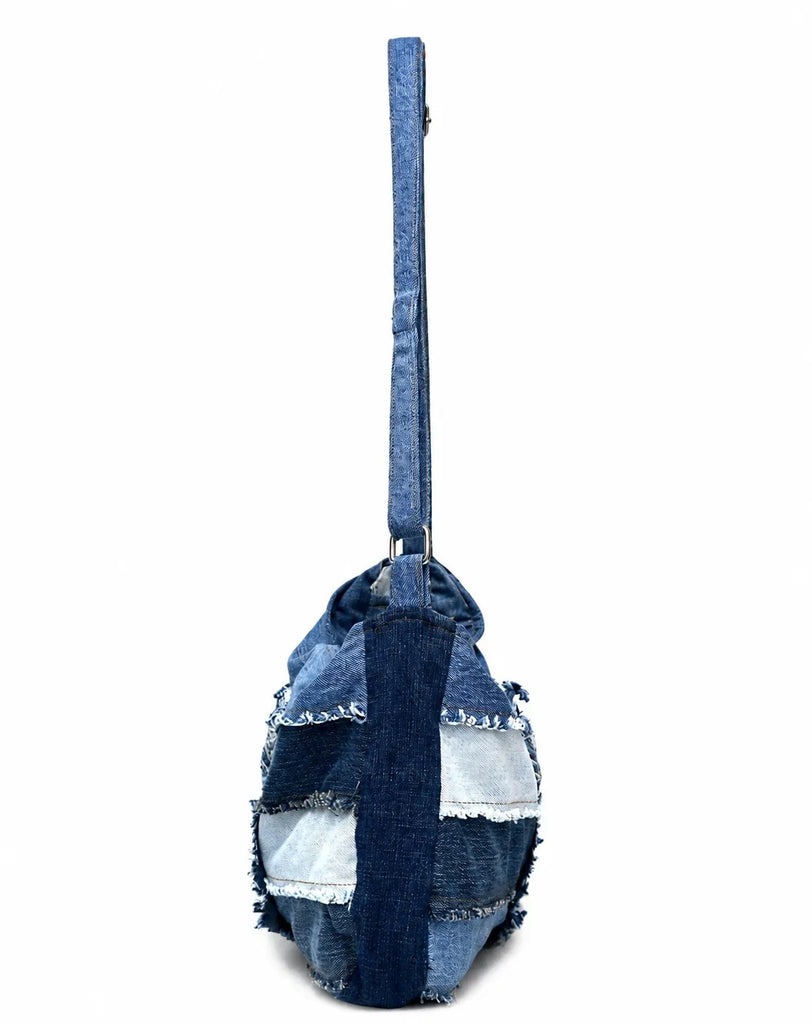 CR1594 Upcycled Patchwork Denim Shoulder Bag