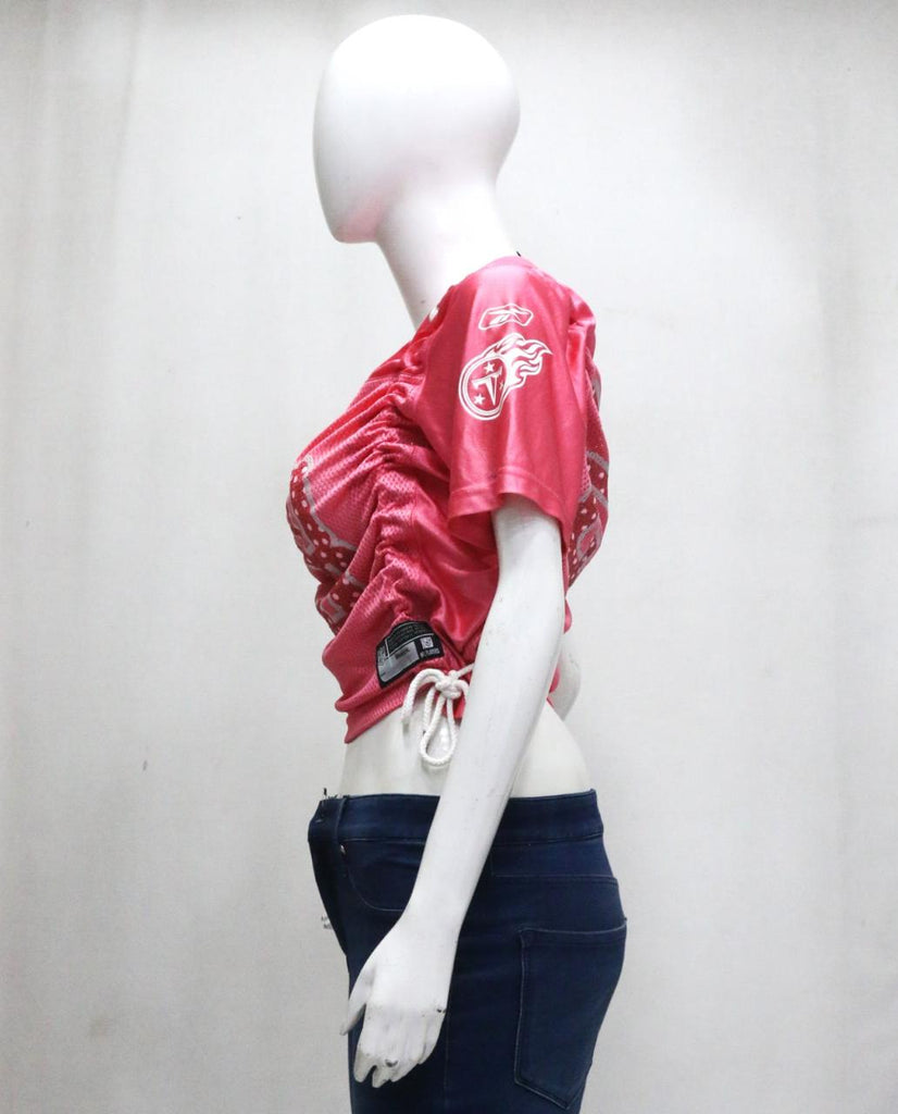CR1879 UPCYCLED RUCHED SPORTS JERSEY TOP