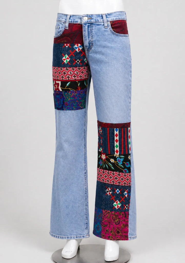 CR1554 Upcycled Patchwork Flare Jeans