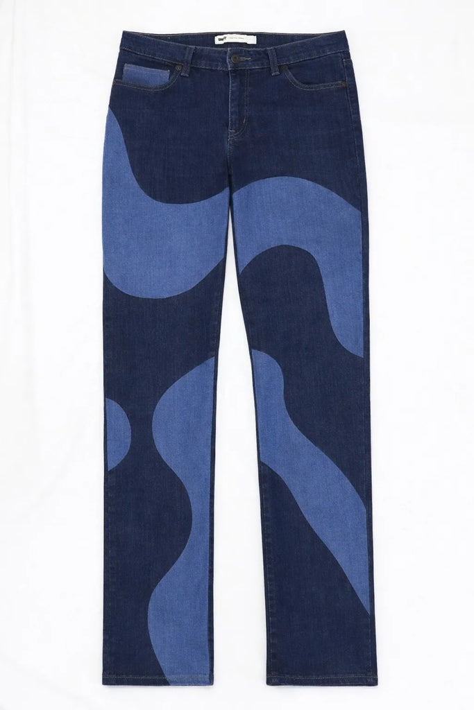 CR1235 Rework Wave Panel Flare Jeans – Multi Tone Denim Patchwork