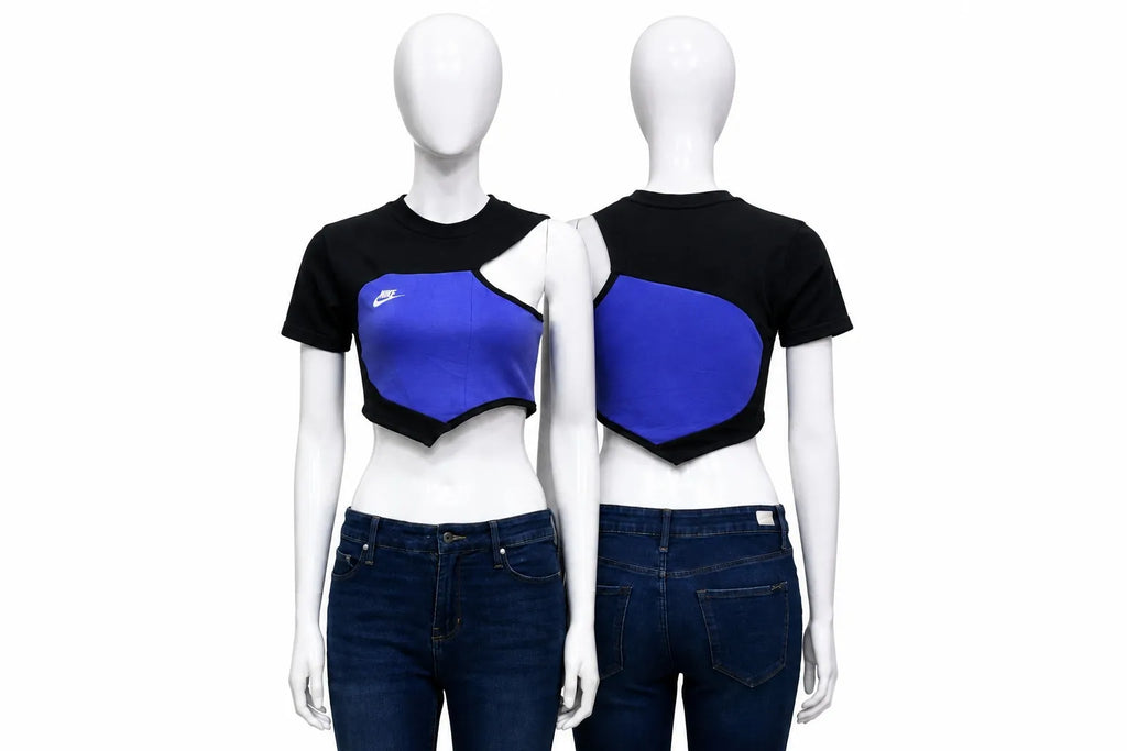 CR1574 Upcycled One-Shoulder Crop Top