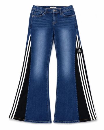 CR2152 Upcycled Sport Panel Flare Jeans