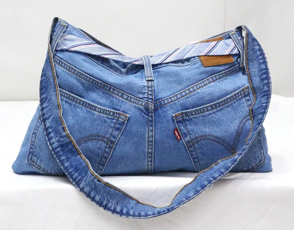 CR1640 UPCYCLED DENIM SHOULDER BAG