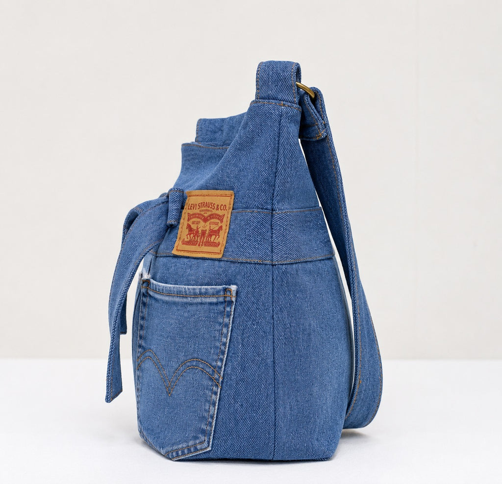 CR1934 UPCYCLED DENIM CROSSBODY SHOULDER BAG