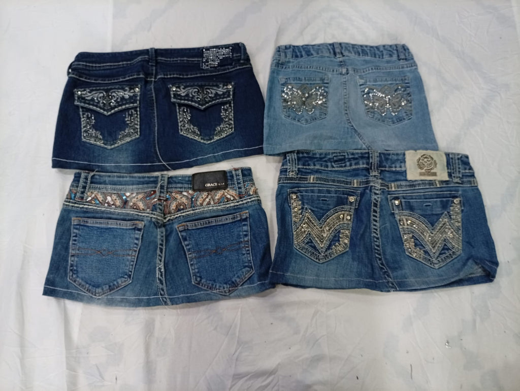 CR9719 Upcycled Y2K Mini Denim Skirts