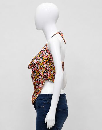CR2081 Upcycled Floral Halter Top