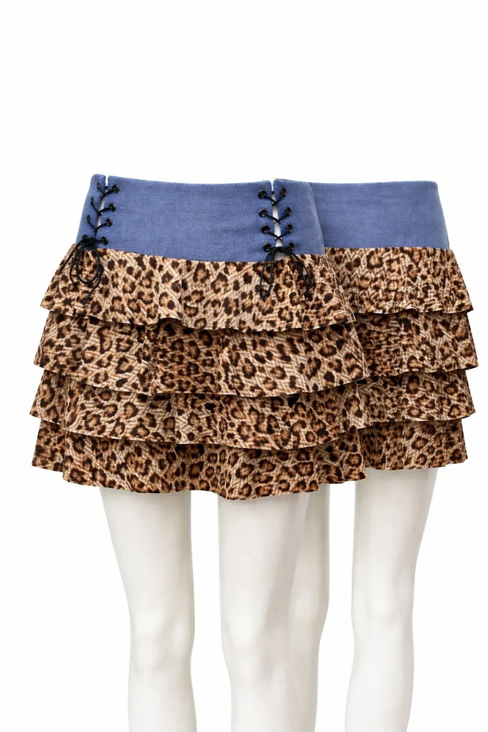 CR1517 Upcycled Ruffle Mini Skirt