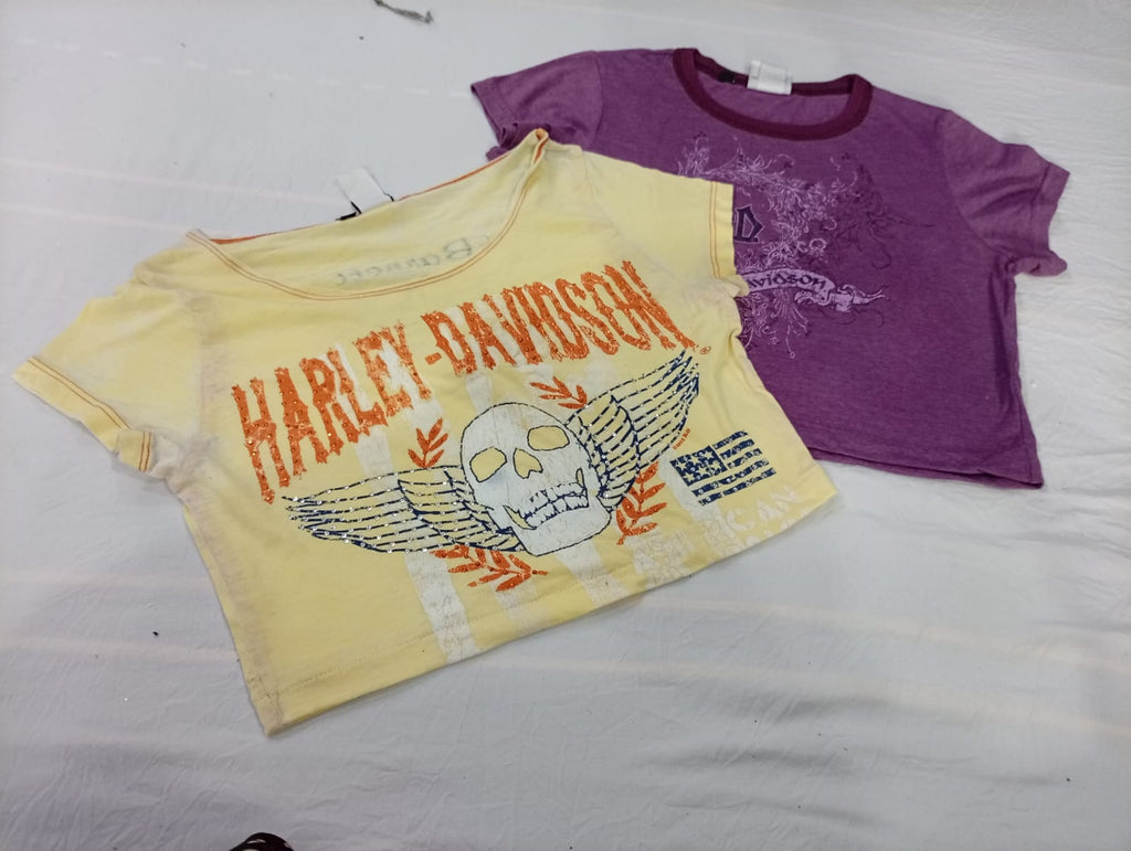 CR10786 Upcycled Harley Cropped Tops