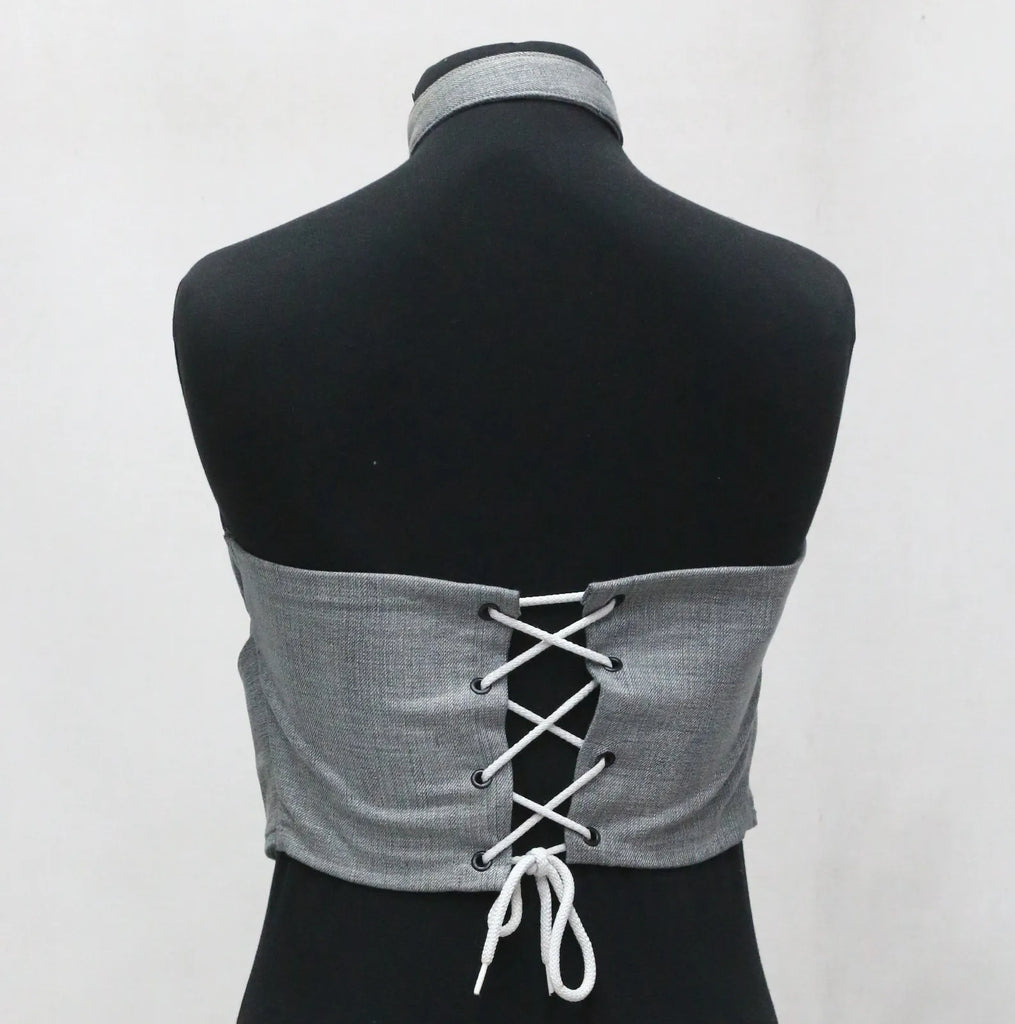 CR1460 Upcycled Corset Crop Top